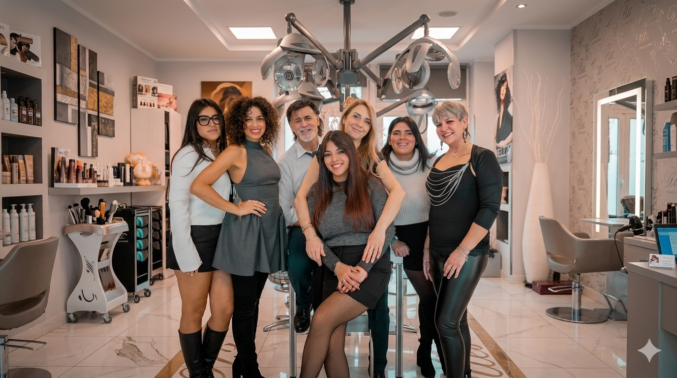 Il team di Delles Parrucchieri nel salone a Pioltello